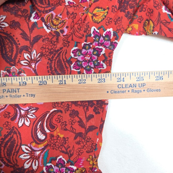Time And Tru Dress Womens XXL 20 Red Floral Embroidered Boho Cottagecore Peasant - Picture 3 of 13